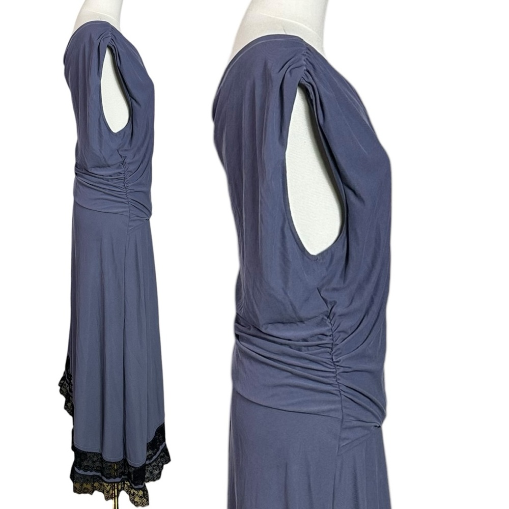 Free People XL Kairo Midi Dress in Folkstone Gray Asymmetrical Lace Off Shoulder - Picture 12 of 16